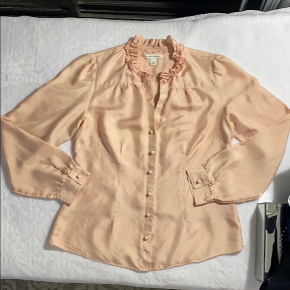 NICE 100% SILK *BANANA REPUBLIC* BLOUSE L/S SHIRT! - Picture 1 of 6